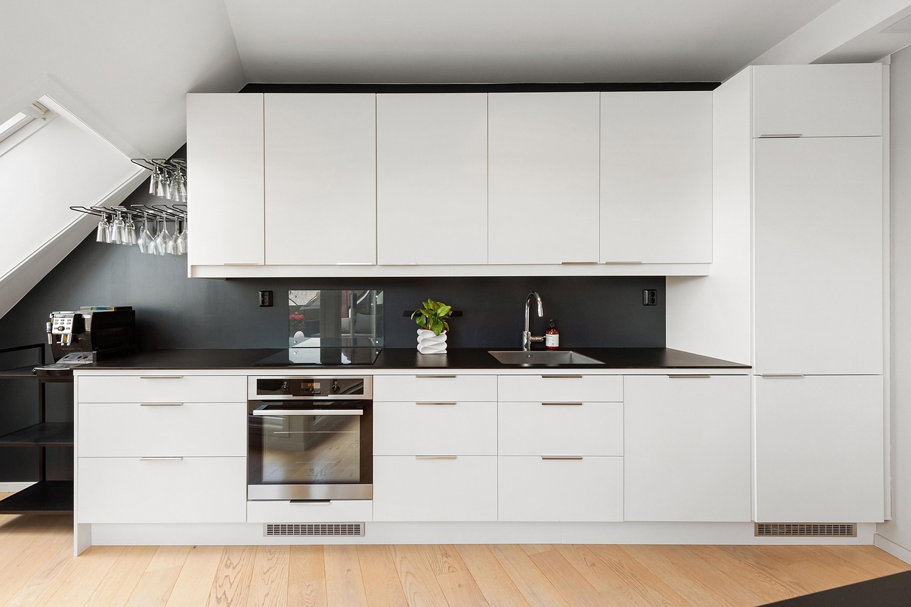 Kitchen with clean white painted cabinets and modern finishes