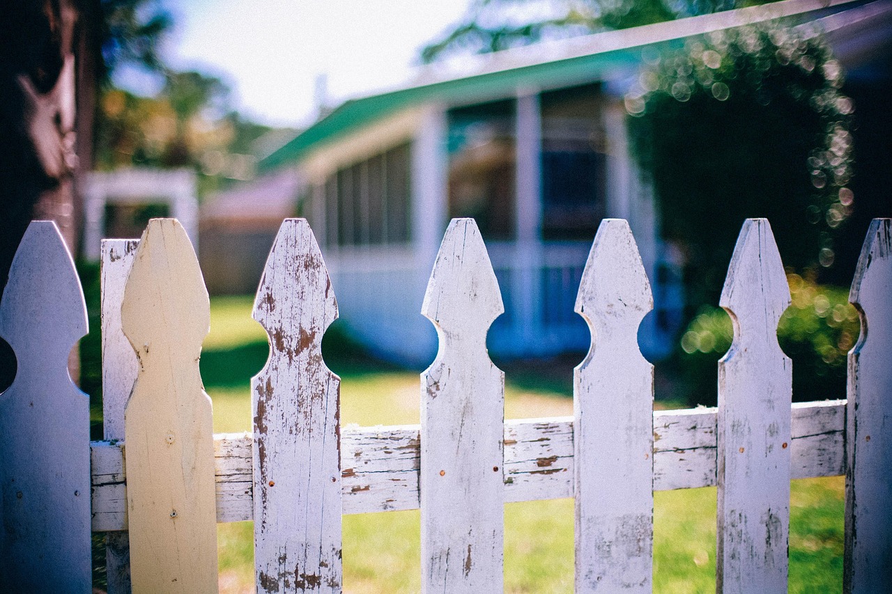 White picket fence on a residential property